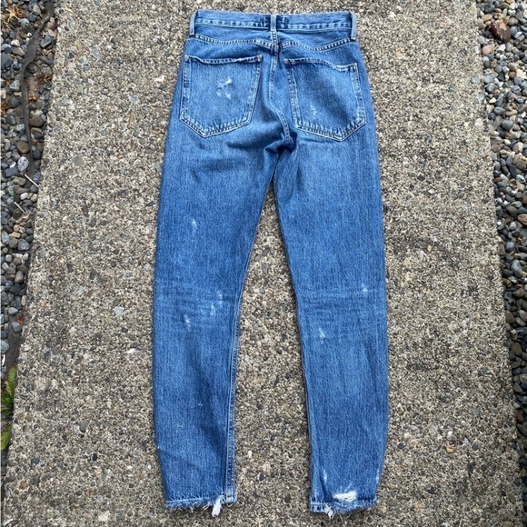 AGOLDE Jamie High Rise Classic Jeans in GRADE Chew Hem  size 25 - Picture 6 of 8